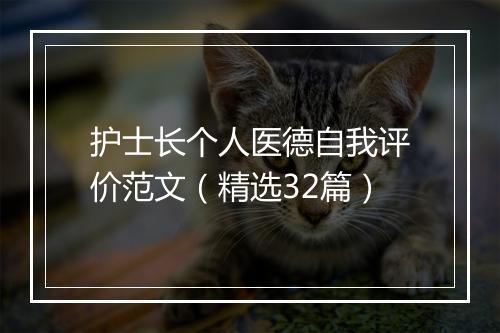 护士长个人医德自我评价范文（精选32篇）