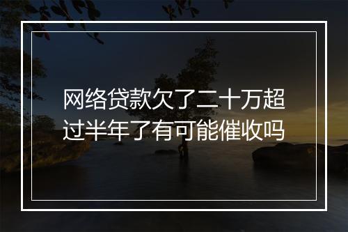 网络贷款欠了二十万超过半年了有可能催收吗