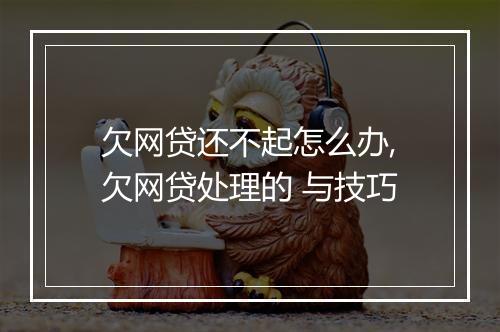 欠网贷还不起怎么办,欠网贷处理的 与技巧