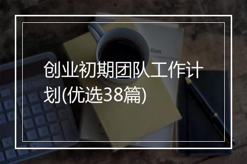 创业初期团队工作计划(优选38篇)