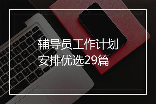 辅导员工作计划安排优选29篇