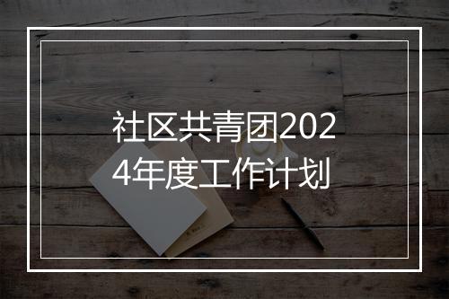 社区共青团2024年度工作计划