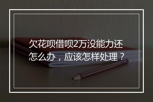 欠花呗借呗2万没能力还怎么办，应该怎样处理？