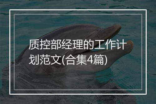 质控部经理的工作计划范文(合集4篇)