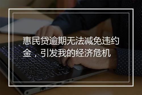 惠民贷逾期无法减免违约金，引发我的经济危机