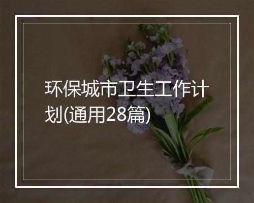 环保城市卫生工作计划(通用28篇)