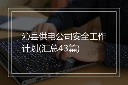 沁县供电公司安全工作计划(汇总43篇)