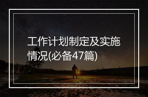 工作计划制定及实施情况(必备47篇)
