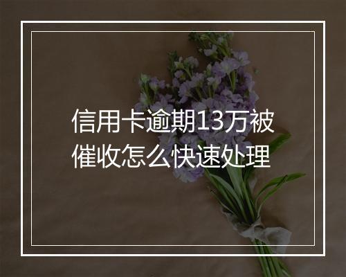 信用卡逾期13万被催收怎么快速处理