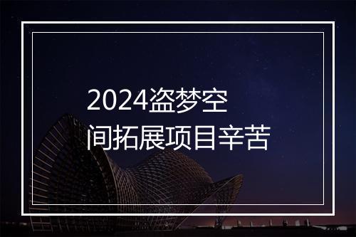 2024盗梦空间拓展项目辛苦