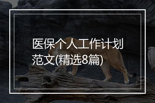 医保个人工作计划范文(精选8篇)