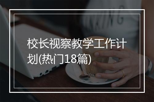 校长视察教学工作计划(热门18篇)