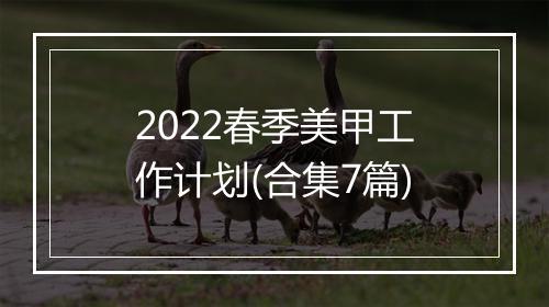 2022春季美甲工作计划(合集7篇)