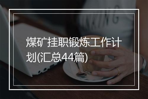 煤矿挂职锻炼工作计划(汇总44篇)