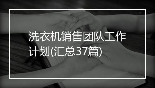 洗衣机销售团队工作计划(汇总37篇)