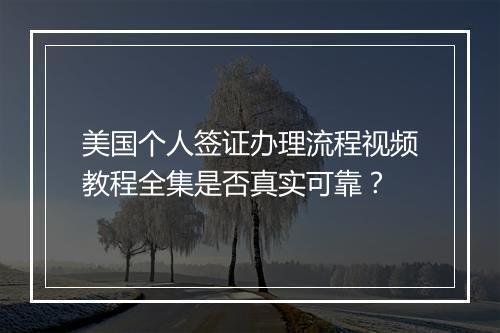 美国个人签证办理流程视频教程全集是否真实可靠？