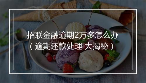 招联金融逾期2万多怎么办（逾期还款处理 大揭秘）