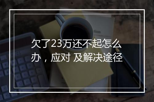 欠了23万还不起怎么办，应对 及解决途径