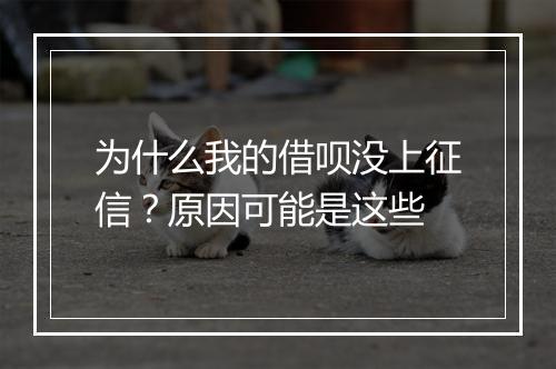 为什么我的借呗没上征信？原因可能是这些