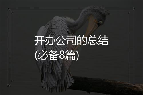 开办公司的总结(必备8篇)