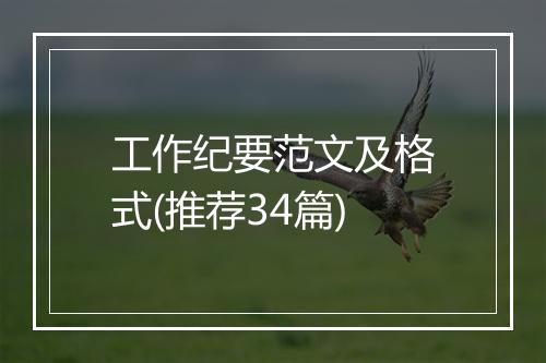 工作纪要范文及格式(推荐34篇)