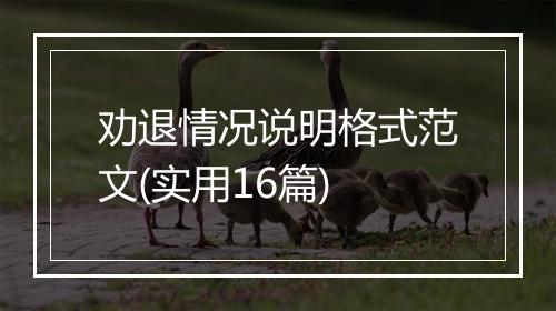 劝退情况说明格式范文(实用16篇)