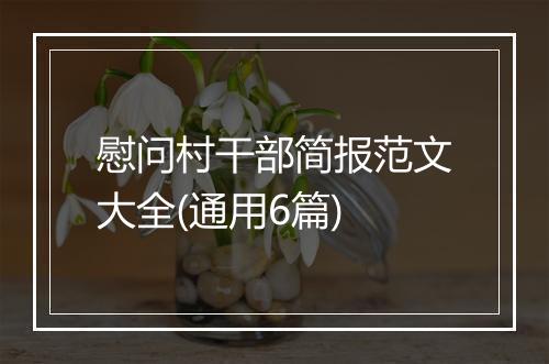 慰问村干部简报范文大全(通用6篇)