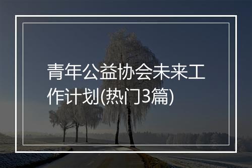 青年公益协会未来工作计划(热门3篇)