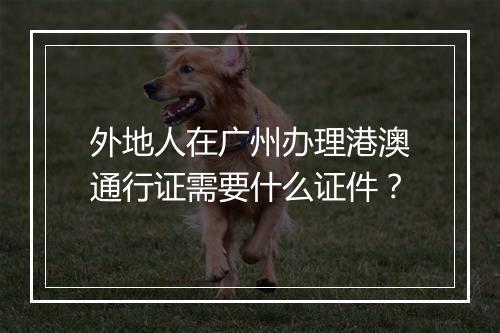 外地人在广州办理港澳通行证需要什么证件？
