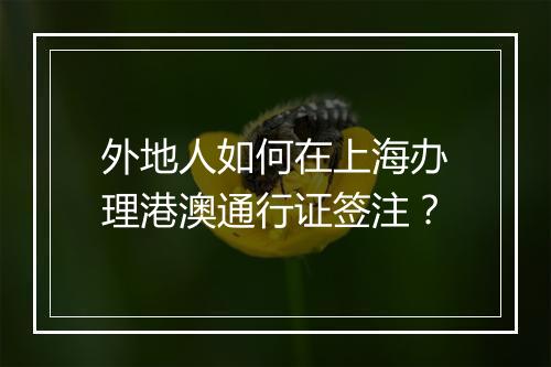 外地人如何在上海办理港澳通行证签注？