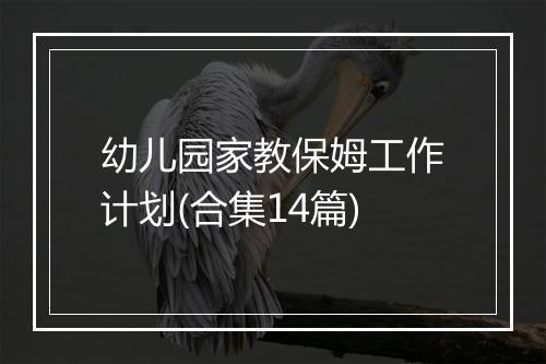 幼儿园家教保姆工作计划(合集14篇)
