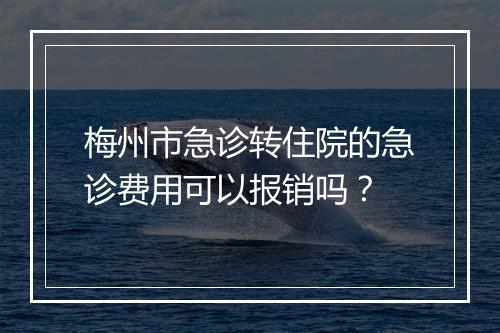 梅州市急诊转住院的急诊费用可以报销吗？
