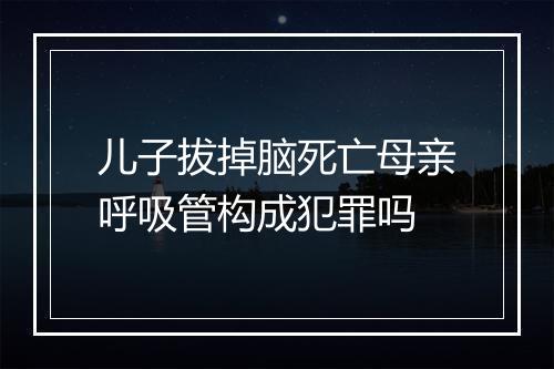 儿子拔掉脑死亡母亲呼吸管构成犯罪吗