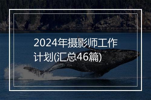 2024年摄影师工作计划(汇总46篇)