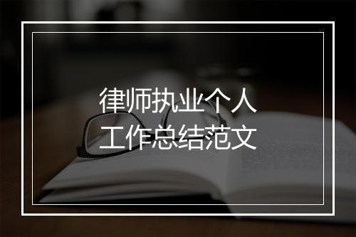 律师执业个人工作总结范文