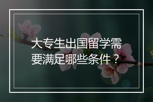 大专生出国留学需要满足哪些条件？