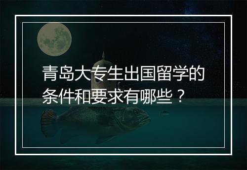 青岛大专生出国留学的条件和要求有哪些？