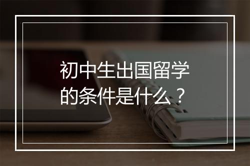 初中生出国留学的条件是什么？