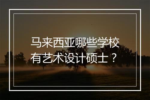 马来西亚哪些学校有艺术设计硕士？