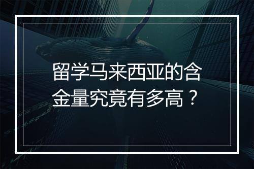 留学马来西亚的含金量究竟有多高？