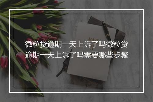 微粒贷逾期一天上诉了吗微粒贷逾期一天上诉了吗需要哪些步骤