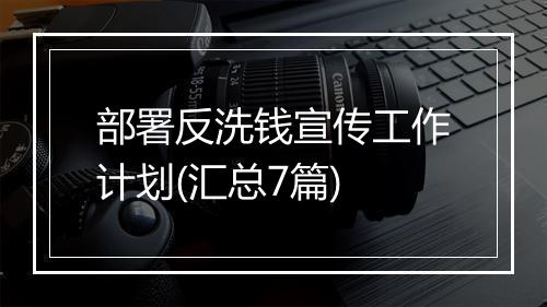 部署反洗钱宣传工作计划(汇总7篇)