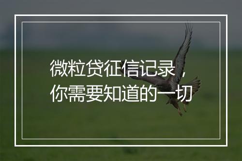 微粒贷征信记录，你需要知道的一切