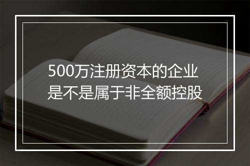 500万注册资本的企业是不是属于非全额控股