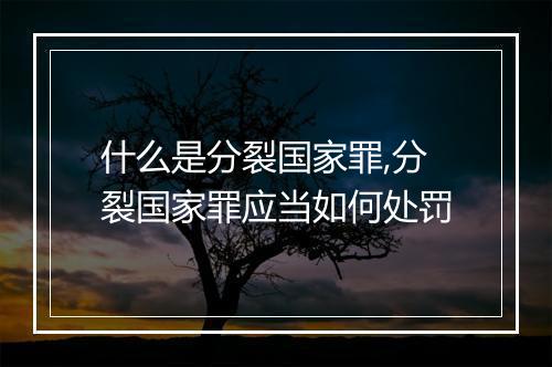 什么是分裂国家罪,分裂国家罪应当如何处罚