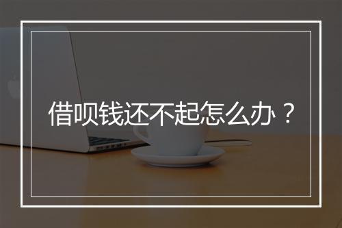 借呗钱还不起怎么办？