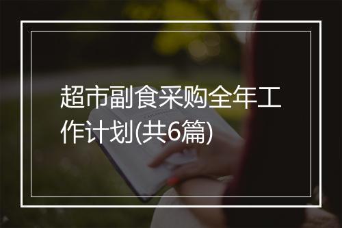 超市副食采购全年工作计划(共6篇)
