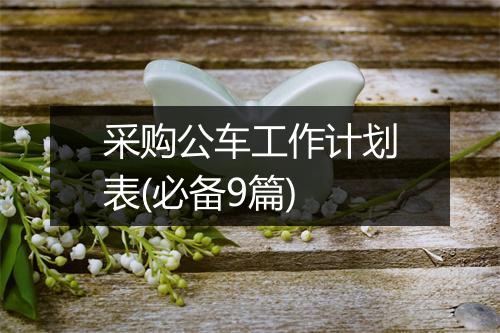 采购公车工作计划表(必备9篇)