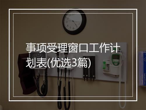 事项受理窗口工作计划表(优选3篇)