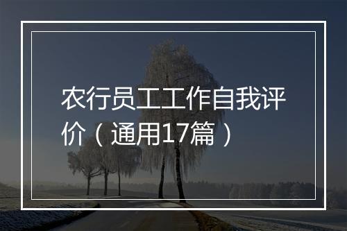 农行员工工作自我评价（通用17篇）